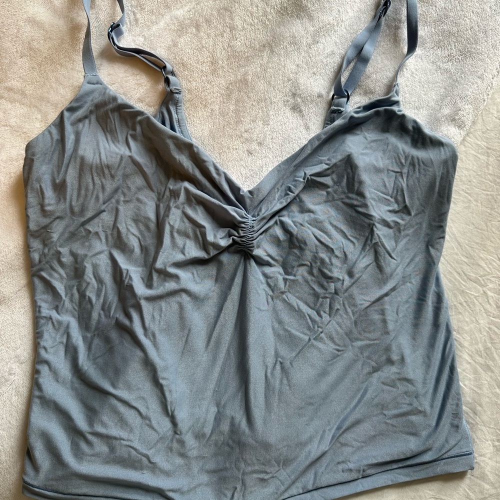 Aerie blue tank top with Ruched Detail